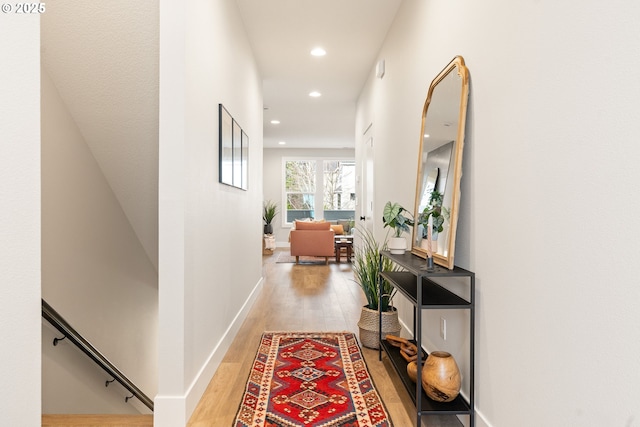 2901 NW 114th Ter, Portland, OR 97229 - hall with light wood-style flooring, recessed lighting, and baseboards