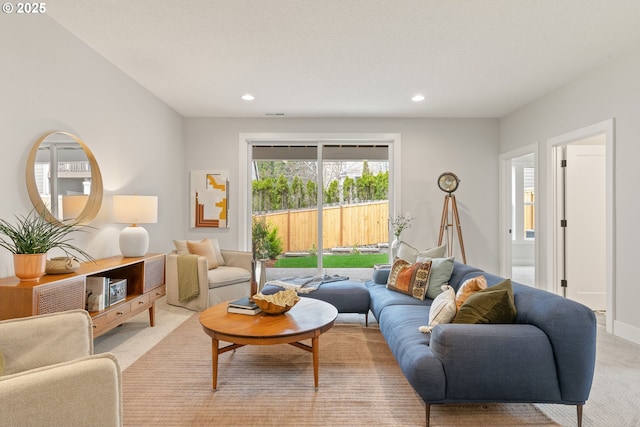 2901 NW 114th Ter, Portland, OR 97229 - living room featuring light colored carpet and recessed lighting