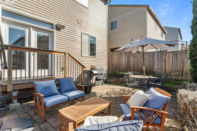 13765 SW Florentine Ave, Portland, OR 97223 - view of patio / terrace featuring an outdoor hangout area, outdoor dining area, and grilling area