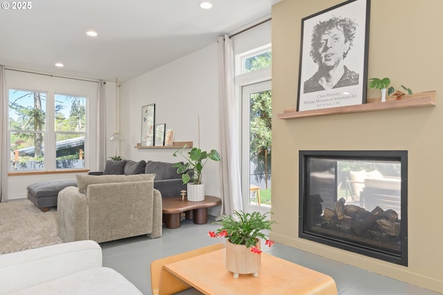 living area featuring recessed lighting