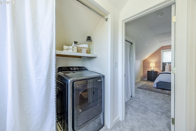 397 S 32nd St, Springfield, OR 97478 - laundry room featuring washer / dryer, carpet floors, and baseboards