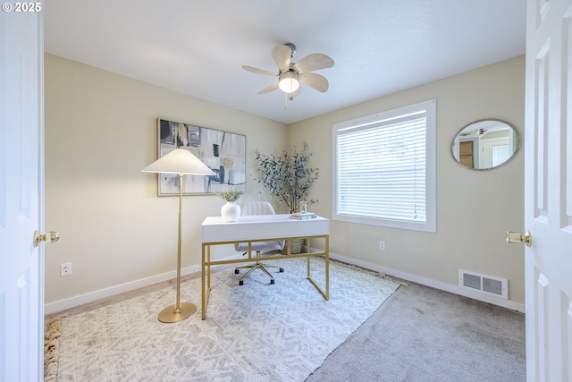 397 S 32nd St, Springfield, OR 97478 - carpeted home office featuring a ceiling fan and baseboards
