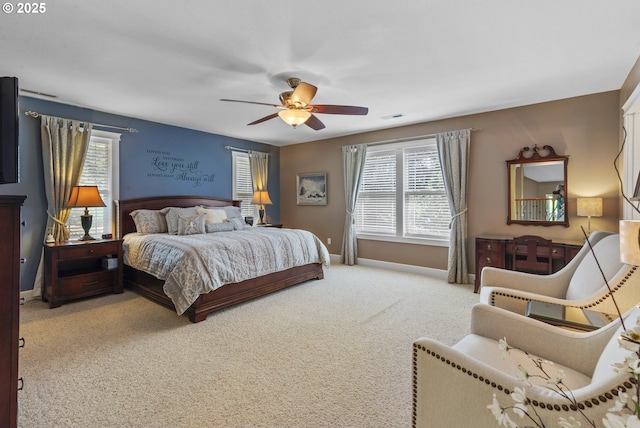 12919 NE 37th Ct, Vancouver, WA 98686 - bedroom with multiple windows, carpet flooring, and a ceiling fan