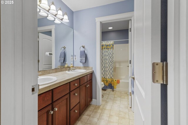 12919 NE 37th Ct, Vancouver, WA 98686 - full bath with double vanity and shower / bath combination with curtain