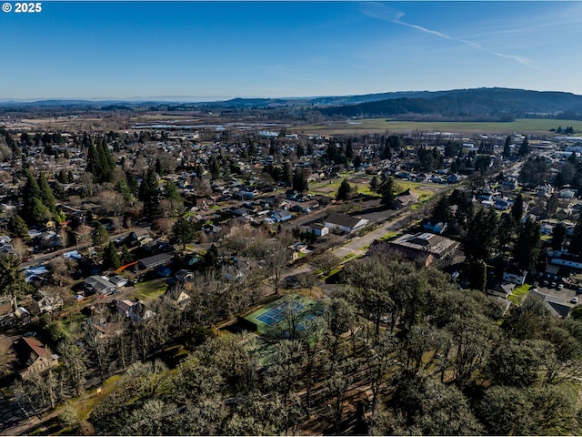 bird's eye view with a mountain view