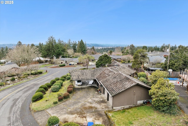 aerial view featuring a residential view