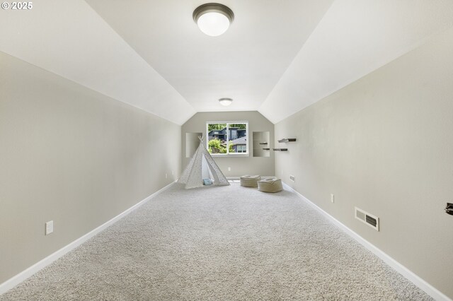 3678 Snowberry Rd, Eugene, OR 97403 - rec room featuring carpet flooring, lofted ceiling, and baseboards