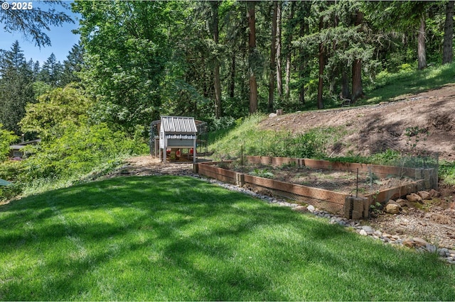 19919 SE Borges Rd, Damascus, OR 97089 - view of green lawn featuring a garden and a view of trees