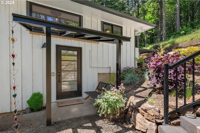 19919 SE Borges Rd, Damascus, OR 97089 - view of exterior entry with board and batten siding
