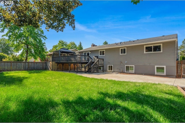 2706 SE Spruce St, Hillsboro, OR 97123 - rear view of house featuring a wooden deck, a patio area, stairway, and a gazebo