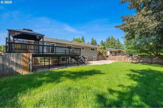 2706 SE Spruce St, Hillsboro, OR 97123 - back of house with stairway, a patio, a wooden deck, and a gazebo