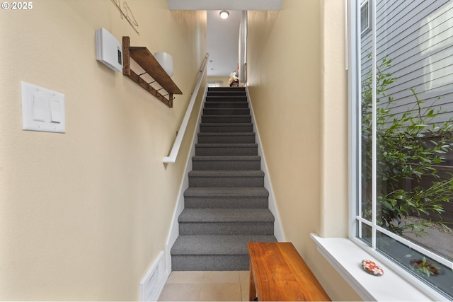 6708 N Pittsburg Ave, Portland, OR 97203 - staircase featuring tile patterned floors
