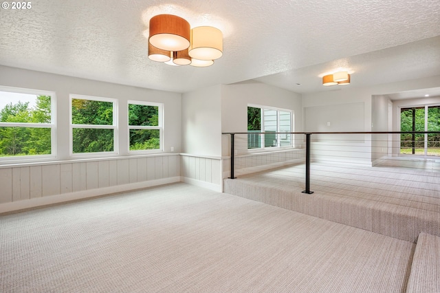 33500 E Bell Rd, Corbett, OR 97019 - spare room featuring carpet flooring, a textured ceiling, plenty of natural light, and wainscoting