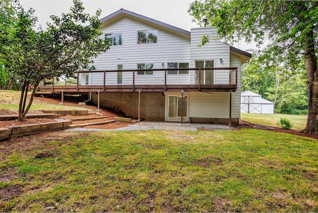 33500 E Bell Rd, Corbett, OR 97019 - rear view of property featuring a lawn, a wooden deck, and french doors