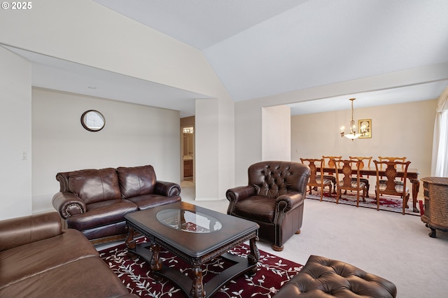 1545 NE Gertz Rd, Portland, OR 97211 - living room with a chandelier, light colored carpet, and lofted ceiling