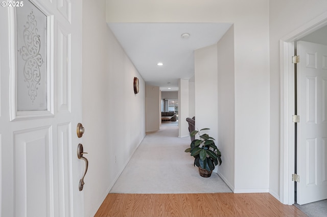1545 NE Gertz Rd, Portland, OR 97211 - hall featuring recessed lighting, baseboards, and light wood-style flooring