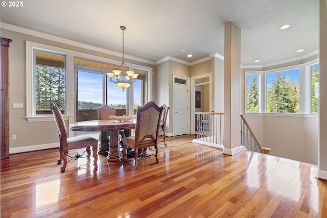 14079 SE Alta Vista Dr, Happy Valley, OR 97086 - dining room featuring a chandelier, wood finished floors, and baseboards
