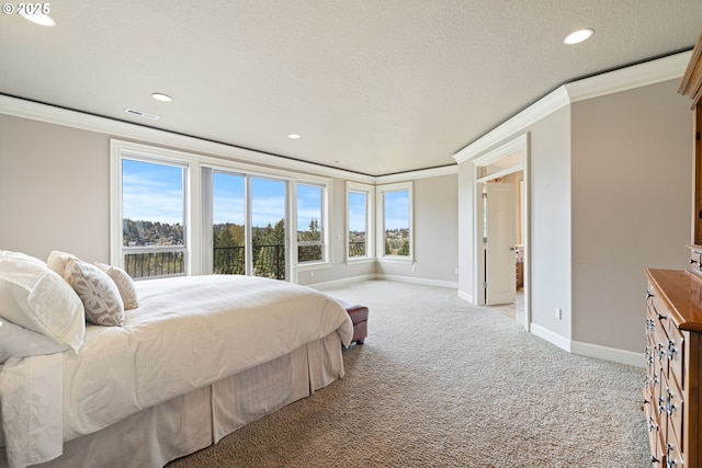 14079 SE Alta Vista Dr, Happy Valley, OR 97086 - bedroom with light carpet, crown molding, and multiple windows