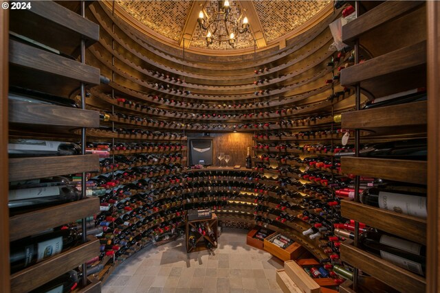 26480 SW Wilken Ln, West Linn, OR 97068 - wine room featuring a chandelier