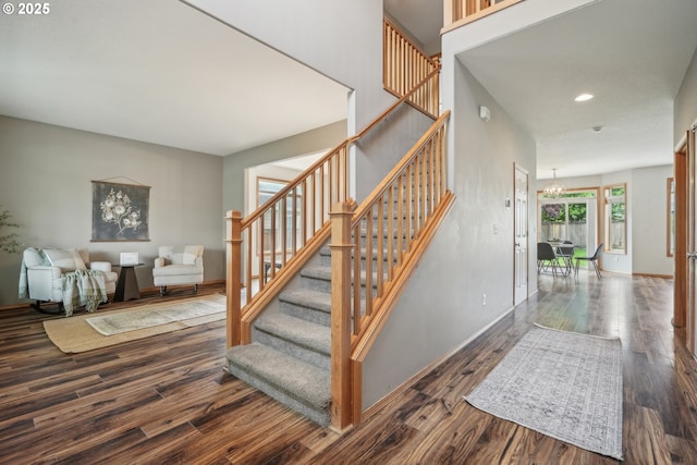 812 NW 13th Ave, Battle Ground, WA 98604 - stairs with wood finished floors, recessed lighting, and baseboards
