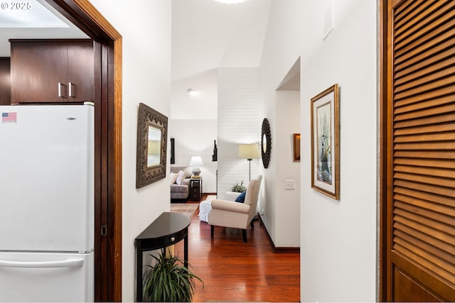 14935 NE Sacramento St Unit 28, Portland, OR 97230 - hall with dark wood-style flooring and a towering ceiling