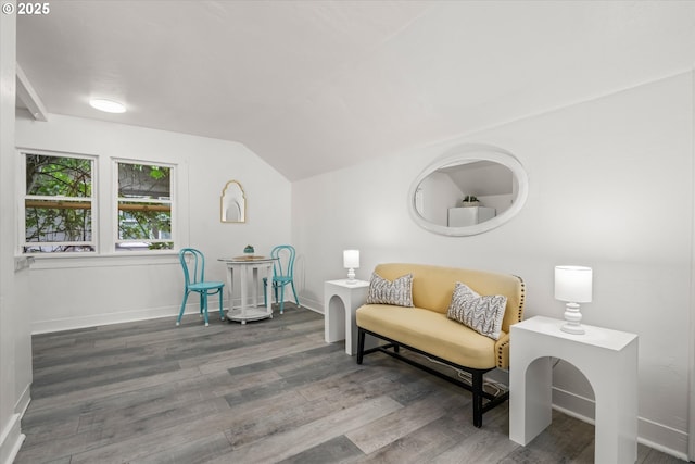 561 Madison St, Eugene, OR 97402 - sitting room featuring vaulted ceiling, wood finished floors, and baseboards