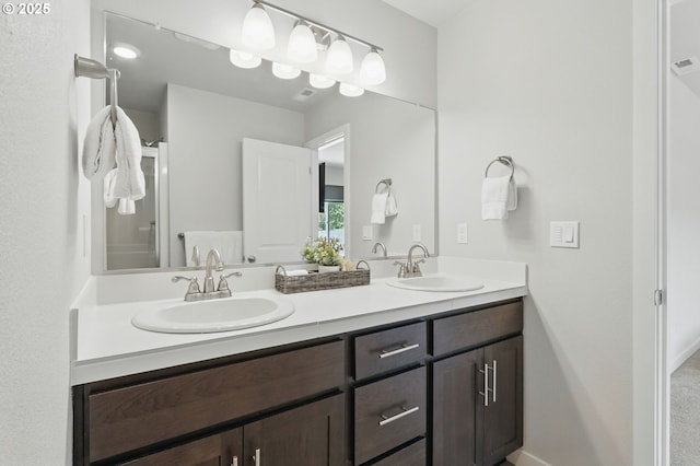4236 E Willakenzie St, Newberg, OR 97132 - bathroom with double vanity and a shower with door