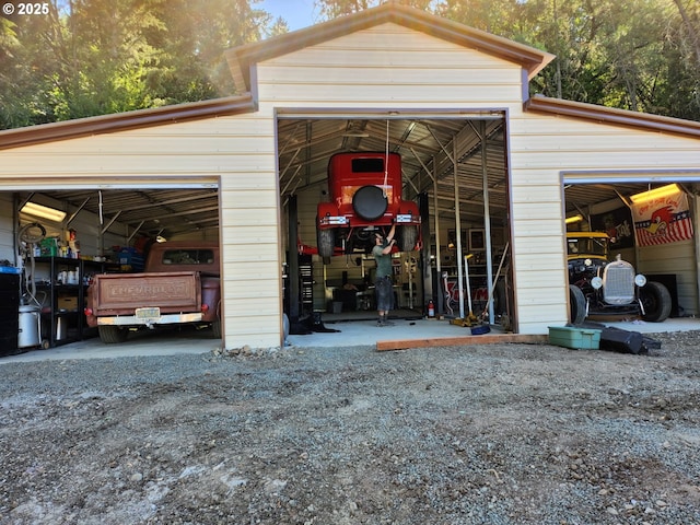 view of garage