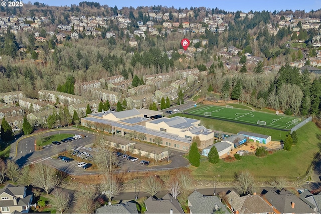 drone / aerial view with a residential view