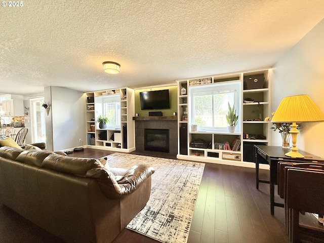 2942 NW Watkins Ct, Camas, WA 98607 - living area with a fireplace, wood-type flooring, and a textured ceiling