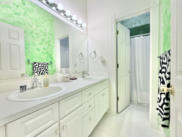 2942 NW Watkins Ct, Camas, WA 98607 - bathroom with double vanity and tile patterned floors