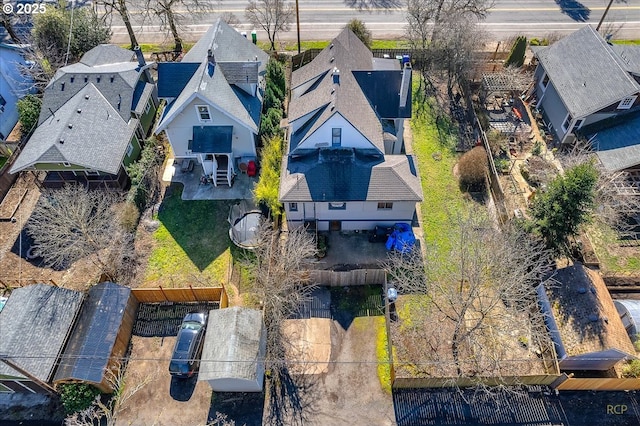 bird's eye view with a residential view