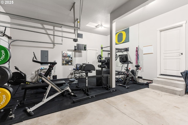 exercise room with electric panel