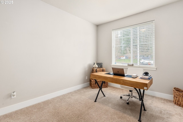 view of carpeted home office