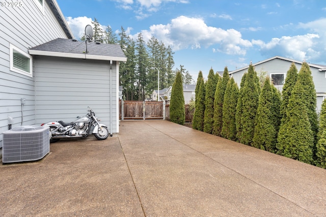 view of patio featuring central air condition unit