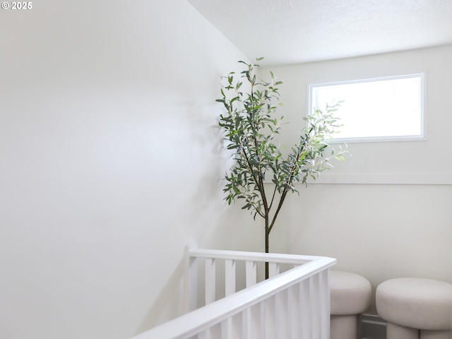 interior space with a textured ceiling