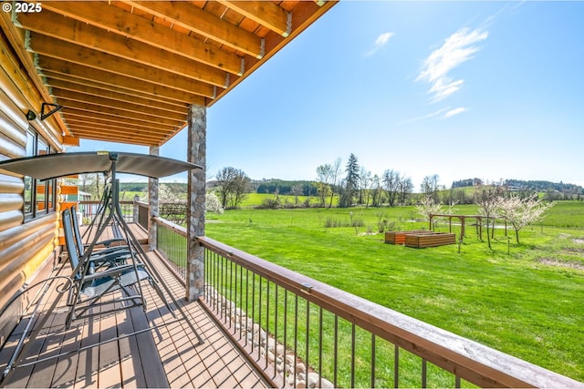 95787 Territorial Hwy, Monroe, OR 97456 - wooden deck featuring a rural view and a lawn