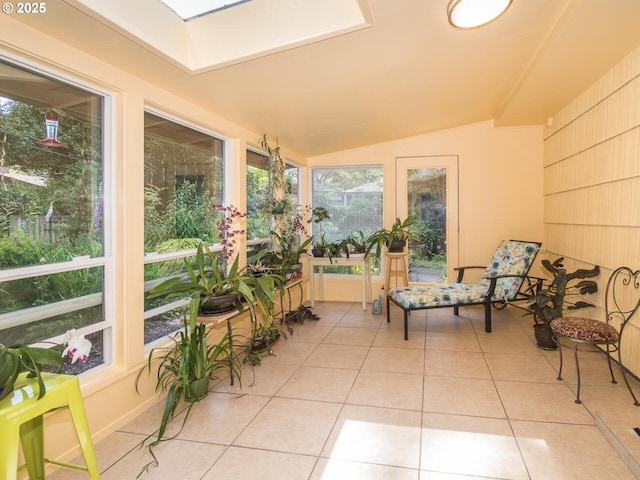 17758 SE Washington St, Portland, OR 97233 - sunroom featuring tile patterned flooring and vaulted ceiling