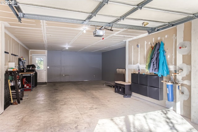 garage with a garage door opener