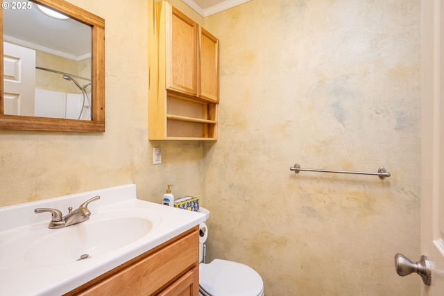 1444 Russet Dr, Eugene, OR 97401 - full bathroom featuring crown molding, vanity, and a shower