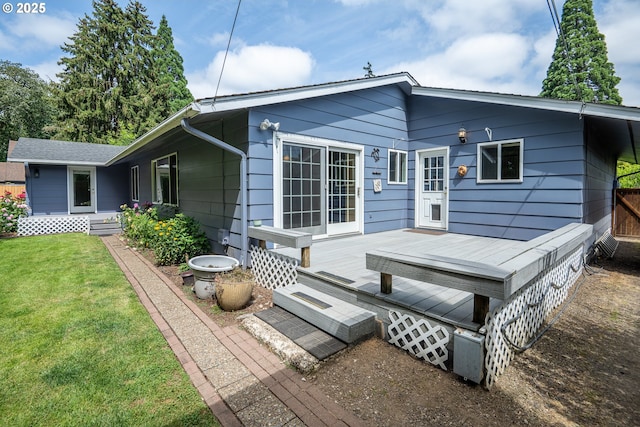 1444 Russet Dr, Eugene, OR 97401 - rear view of house featuring a lawn and a deck