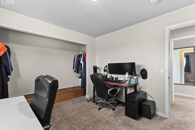 office area with baseboards and carpet flooring