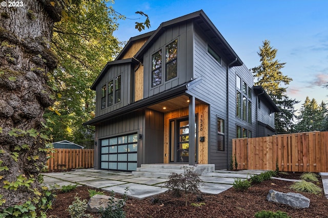 contemporary house with a garage