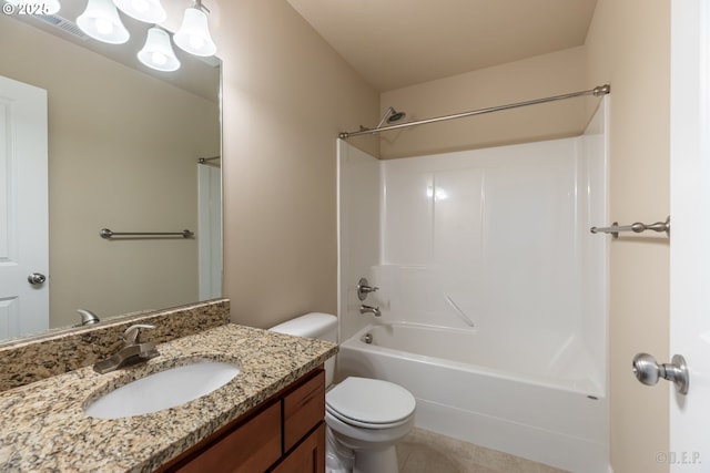 34511 Noble Rd, Saint Helens, OR 97051 - bathroom featuring vanity, toilet,  shower combination, and tile patterned floors