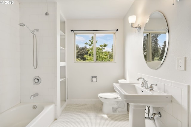 12370 SW 121st Ave, Tigard, OR 97223 - full bath with tile patterned flooring, toilet, shower / bath combination, and healthy amount of natural light
