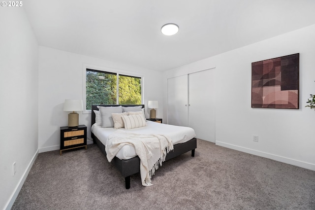 carpeted bedroom featuring a closet