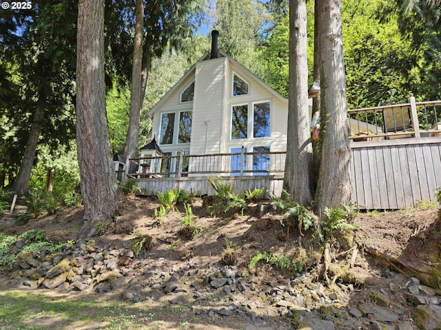 view of front facade with a deck