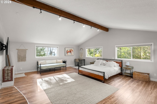 10951 SE Valley View Ter, Happy Valley, OR 97086 - bedroom with rail lighting, multiple windows, wood finished floors, and baseboards