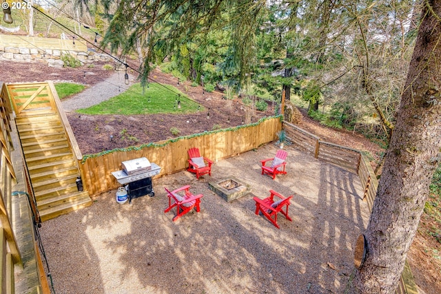 10951 SE Valley View Ter, Happy Valley, OR 97086 - view of patio featuring a fire pit, stairway, and grilling area