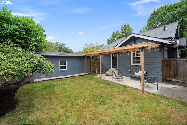 3321 NE 13th Ave, Portland, OR 97212 - rear view of house featuring a patio area, roof with shingles, and an outdoor structure